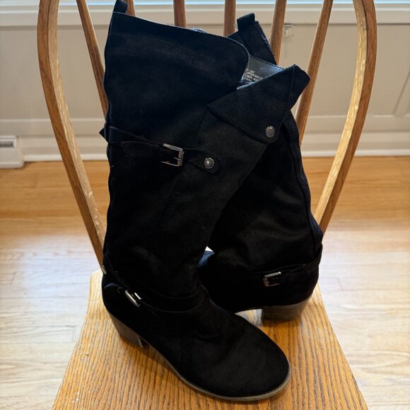 Cloudwalkers - Women's Greene Tall Boots - Black Suede-Look - Picture 1 of 6